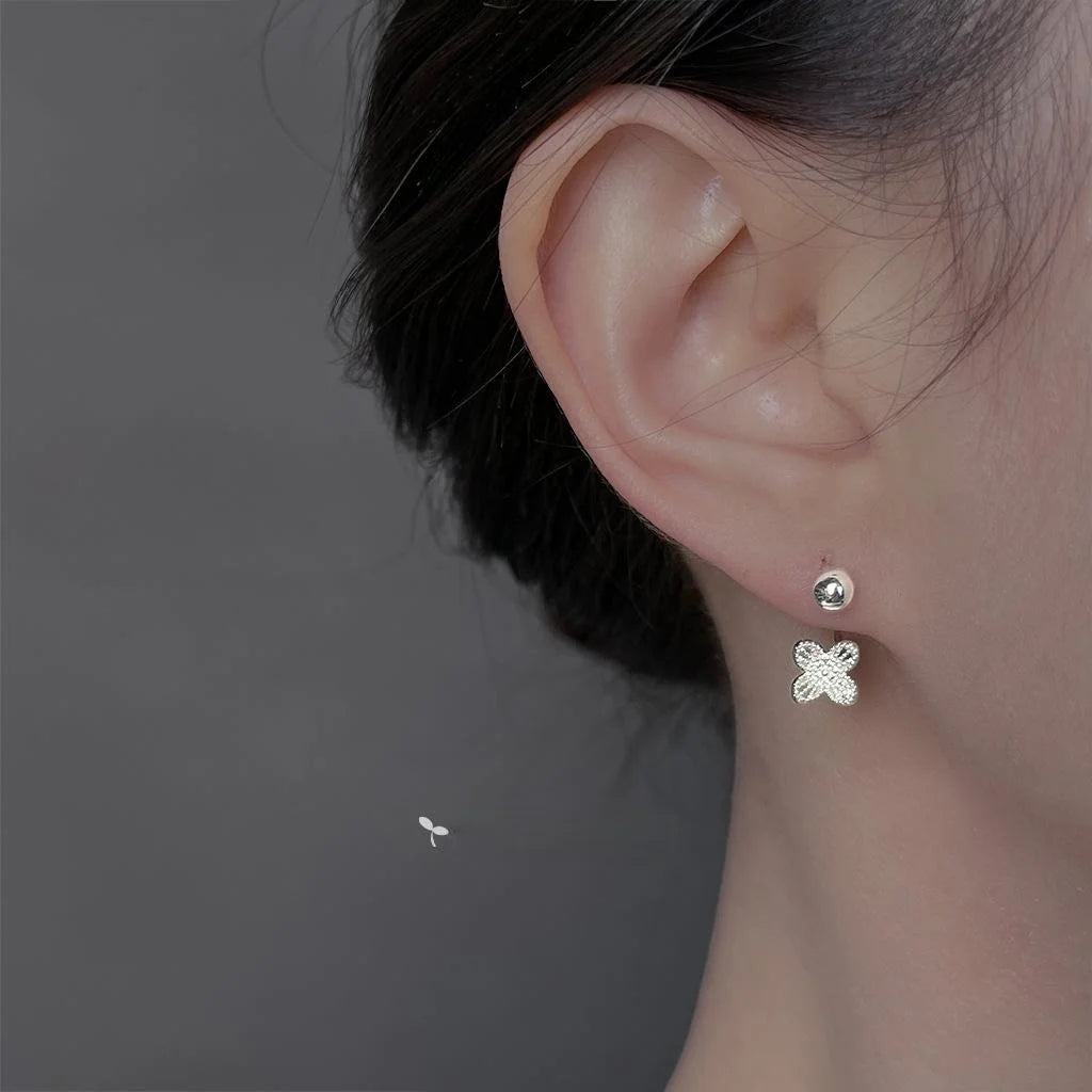 Eco-Friendly Copper Hollow Flower Drop Earrings, Two-Way Fresh Sweet Commuter Jewelry