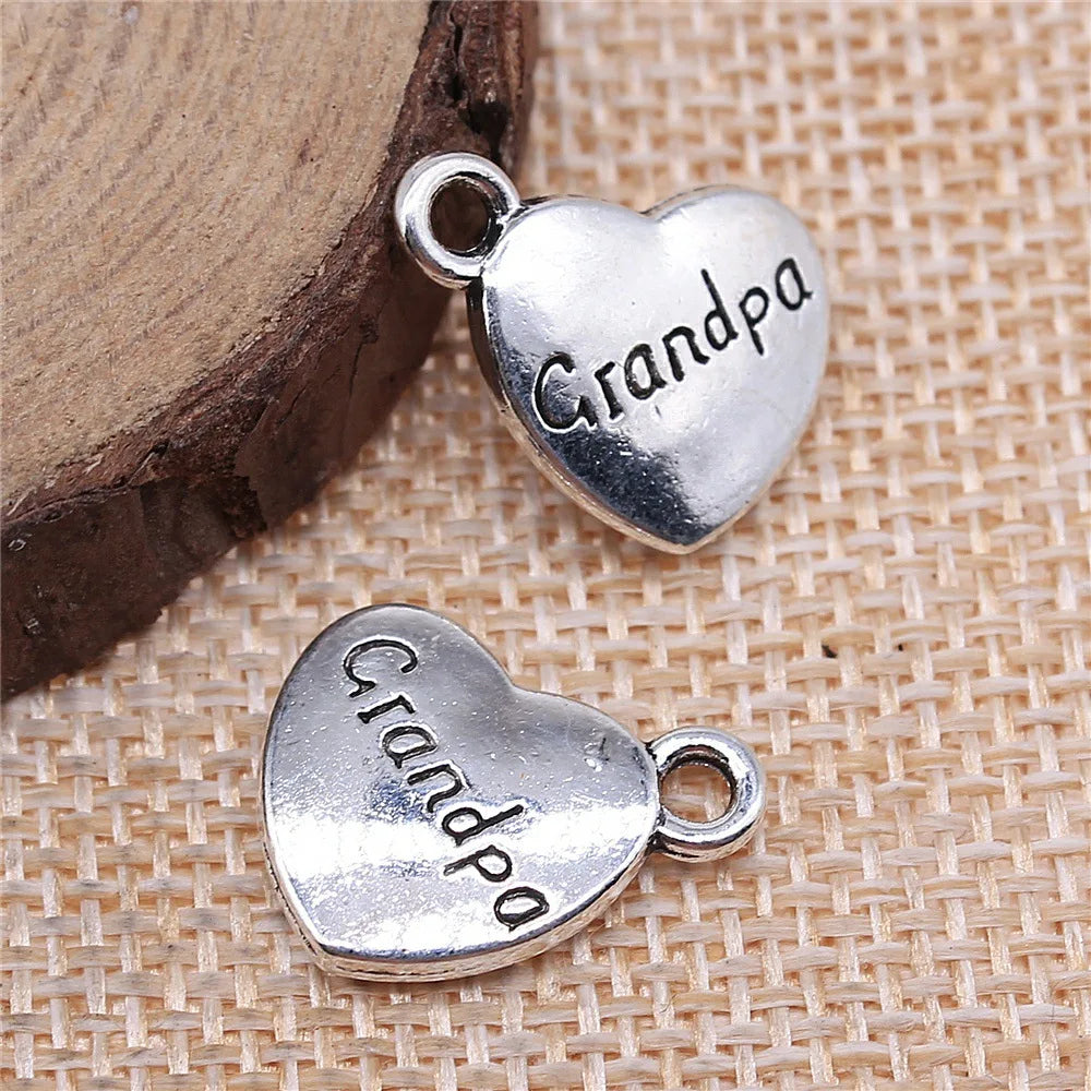 15x18mm 2.8g Multicolor Zinc Alloy Grandpa Heart Charm Pendant for DIY Necklace Bracelet Making