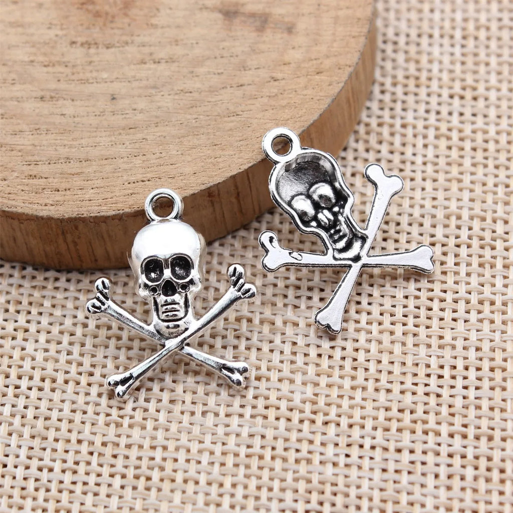 23x20mm 1.25g Antique Silver Zinc Alloy Skull Charm Pendant for DIY Bracelet Necklace Jewelry Making