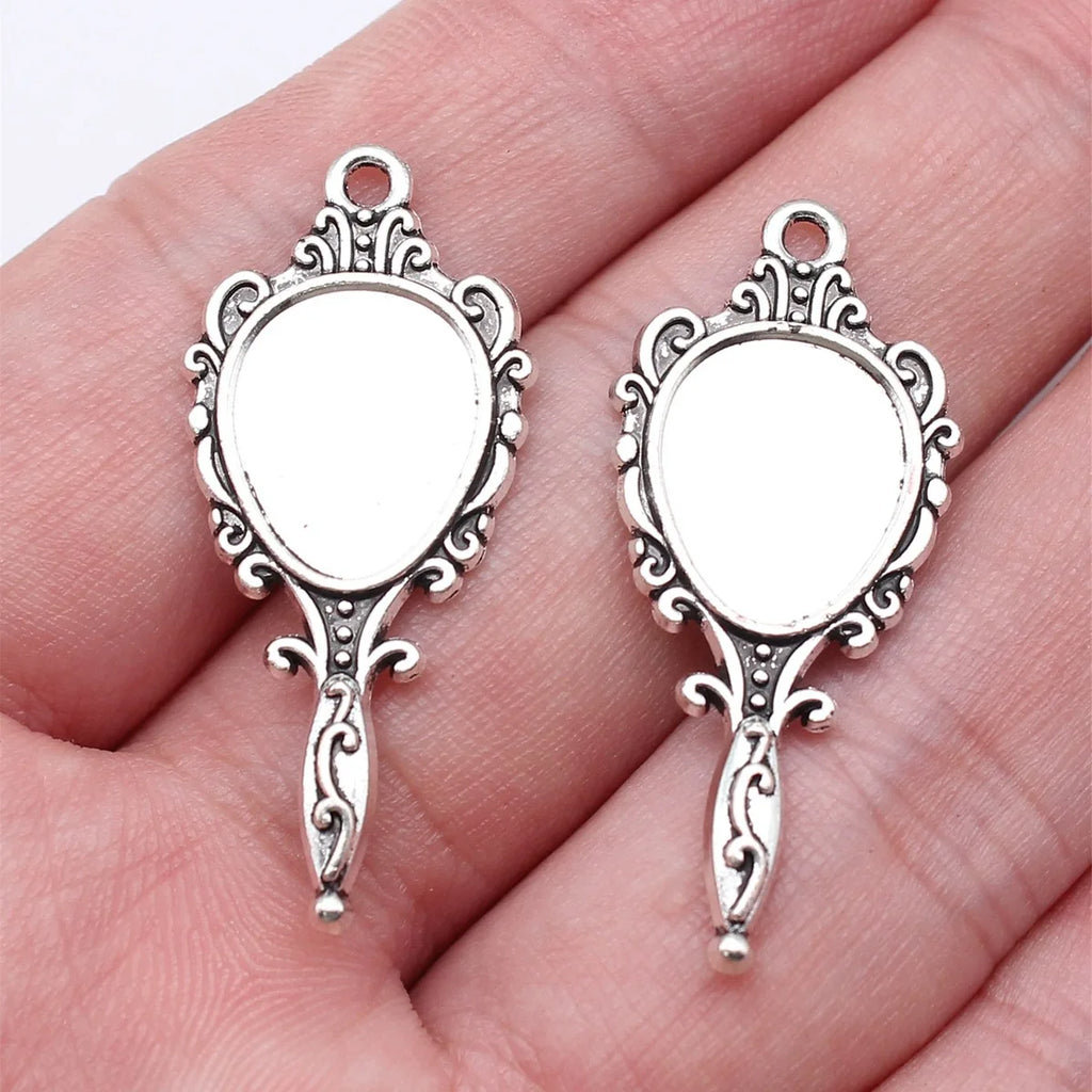 16x36mm 2.6g Multicolor Zinc Alloy Mirror Charm Pendant for DIY Necklace Bracelet Jewelry Making