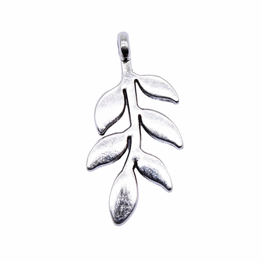 24x12mm 1.1g Antique Silver Zinc Alloy Leaf Charm Pendant for DIY Handmade Jewelry Making
