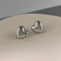 14K Plated Copper Brushed Heart Stud Earrings Minimal Sweet Cool Jewelry