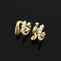 Elegant Gold Alloy Teardrop Double Layer Pearl Hoop Stud & Clip On No Piercing Women's Earrings