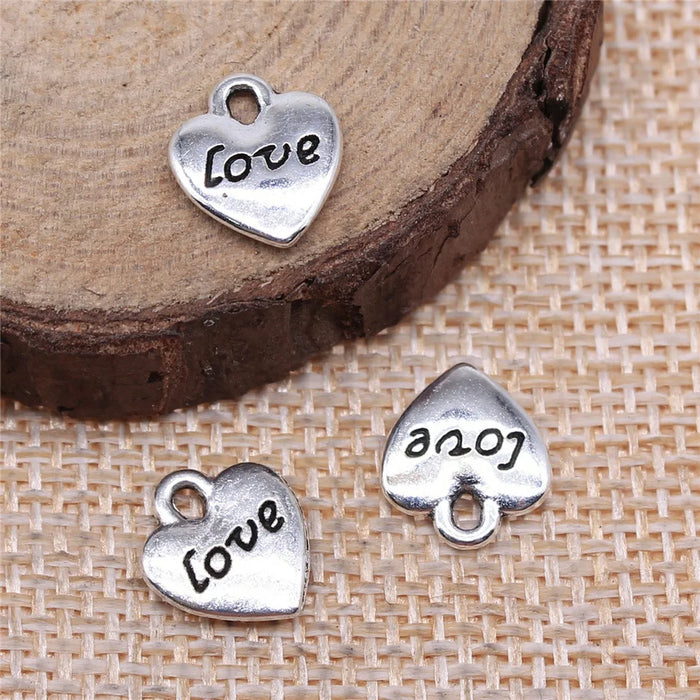 11x10mm 0.7g Multicolor zinc alloy double sided LOVE Heart charm pendant for DIY jewelry making