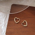 Minimalist Copper Heart Drop Earrings Smooth Metal Hoop Style Versatile Commuter Jewelry