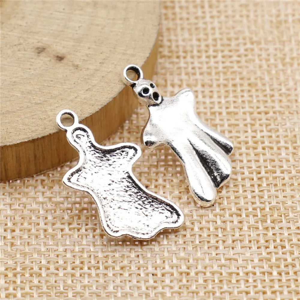 14x27mm 1.4g Antique Silver Bronze Zinc Alloy Halloween Ghost Charm Pendant for DIY Jewelry Making