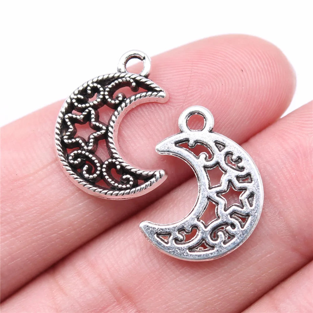 19x14mm 1g Multicolor Zinc Alloy Moon Star Charm Pendant for DIY Necklace Bracelet Jewelry Making