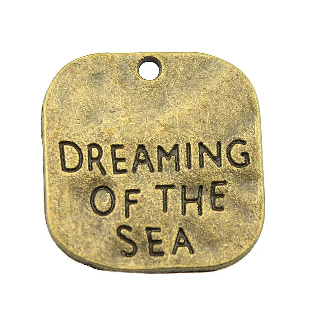 19mm 2.2g Multicolor Zinc Alloy Dreaming Of The Sea Letter Charm Pendant for DIY Ocean Theme Jewelry