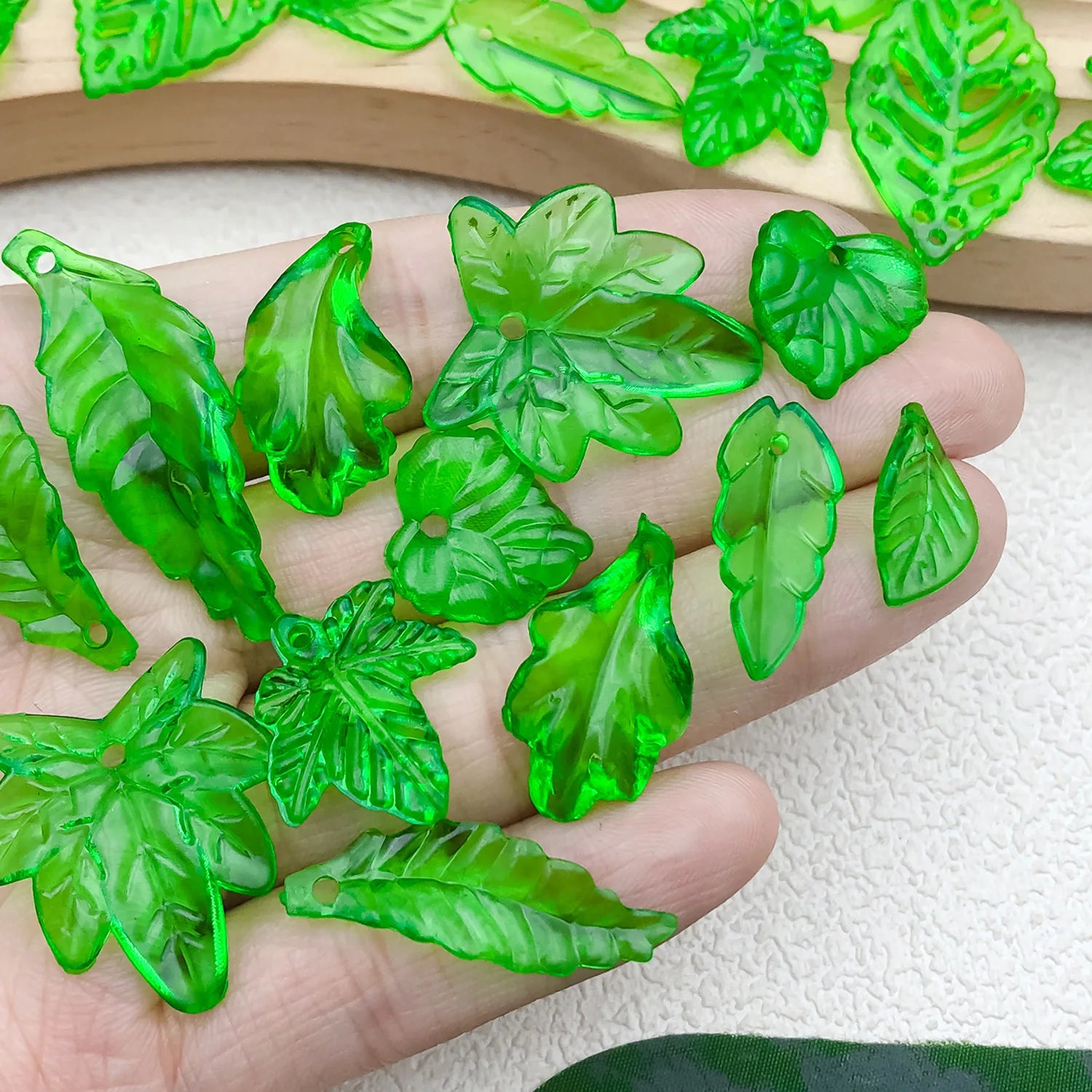 Transparent Acrylic Maple Leaf Green Leaf Grape Leaf loose beads for DIY bracelet making