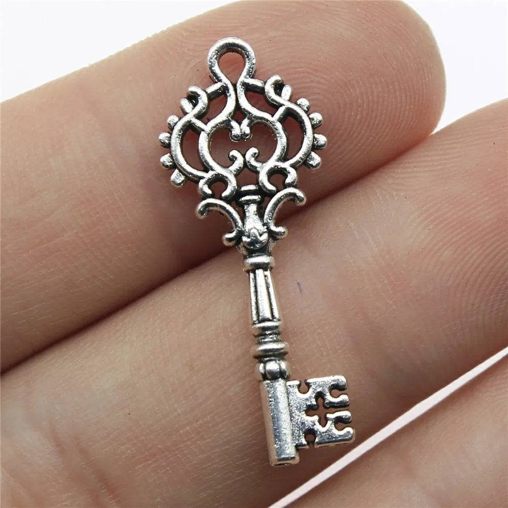 32x12mm 1.2g Zinc Alloy Key Charm Pendant for DIY Necklace Bracelet Keychain Jewelry Making
