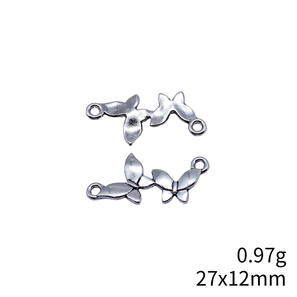 27x12mm 0.97g Antique Silver Zinc Alloy Butterfly Connector Charm for DIY Bracelet Earring Jewelry Making