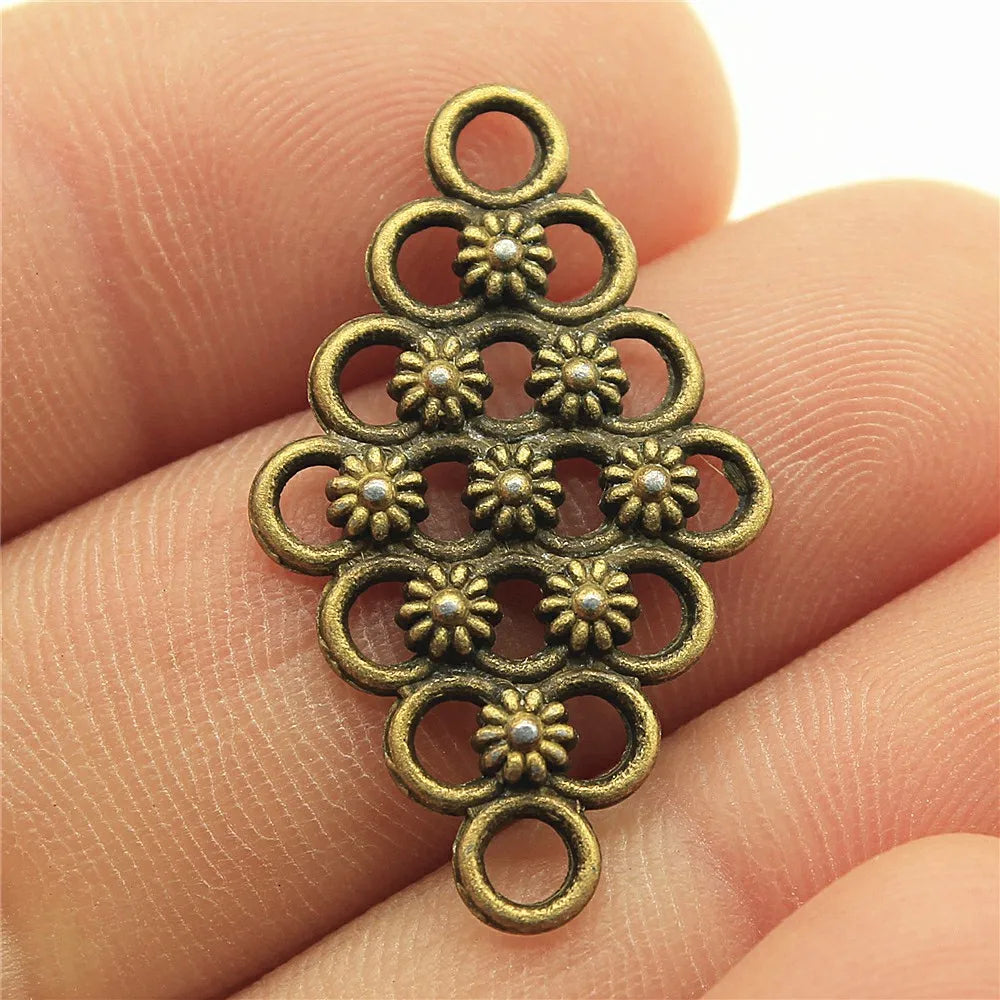 29x17mm 1.4g Multicolor Zinc Alloy Flower Filigree Connector Charm for DIY Jewelry Making