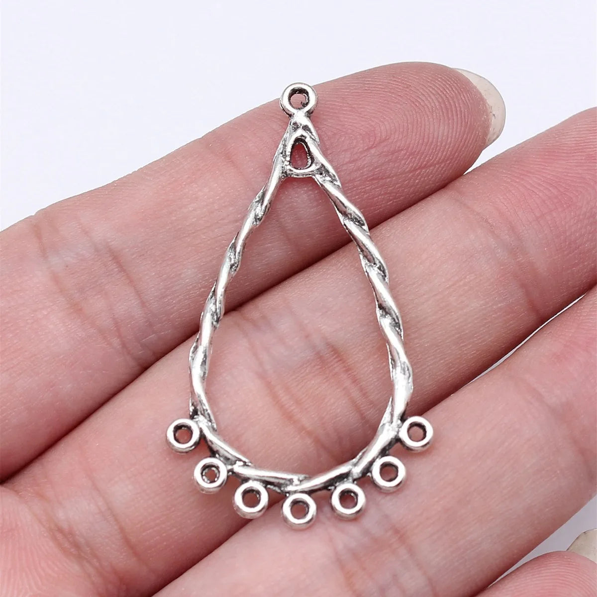 43x25mm 1.5g Multicolor Zinc Alloy Twisted Teardrop Earring Connector Charms for DIY Earrings Making