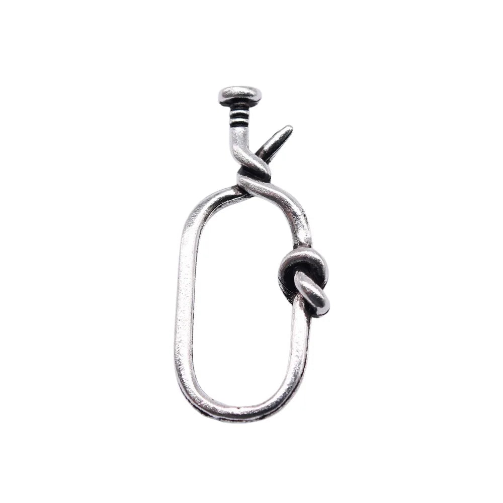 13x28mm 1g Antique Silver Zinc Alloy Knotted Nail Charm Pendant for DIY Necklace Bracelet Making