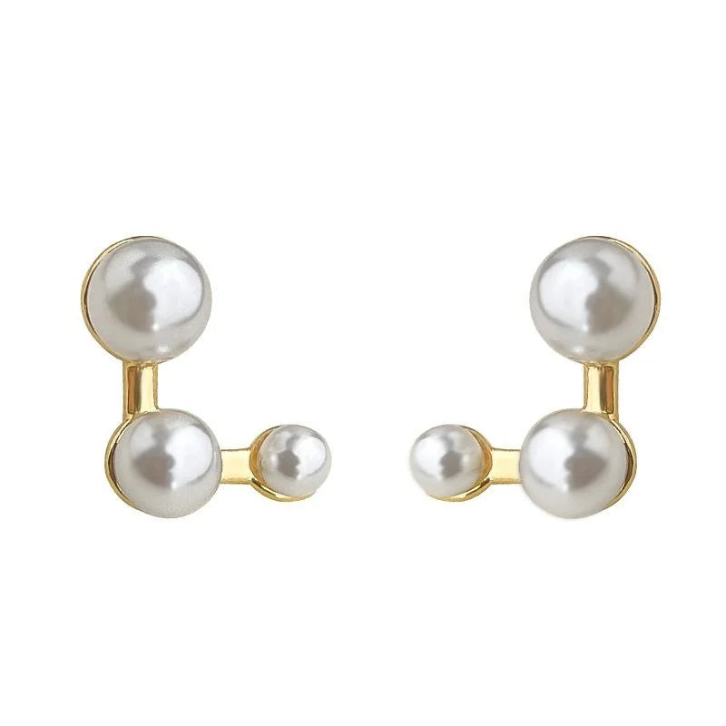 Minimalist Copper Pearl Drop Earrings Geometric Line Round Square Commuter Jewelry For Women