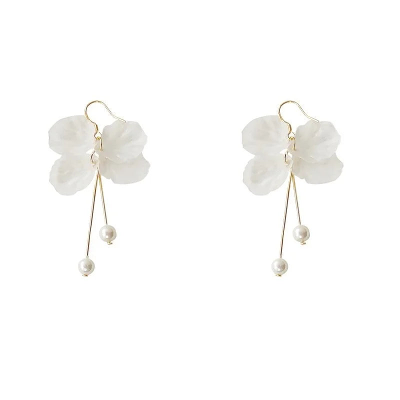 14K Gold Plated Frosted Resin Acrylic Leaf Shell Tassel Drop Earrings for Women