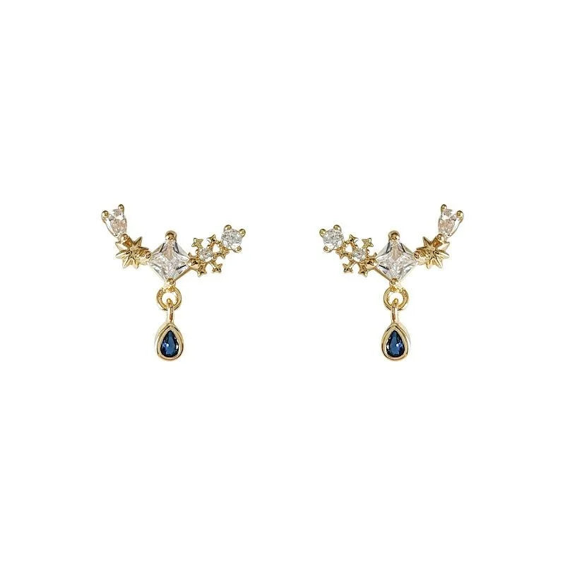Copper Micro Pave Zircon Teardrop Drop Earrings, Versatile Geometric Fashion Jewelry