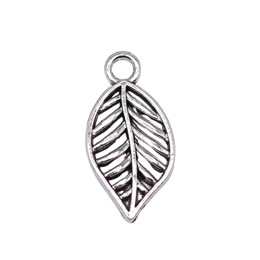 20x10mm 0.9g Antique Silver Zinc Alloy Leaf Charm Pendant for DIY Necklace Bracelet Making