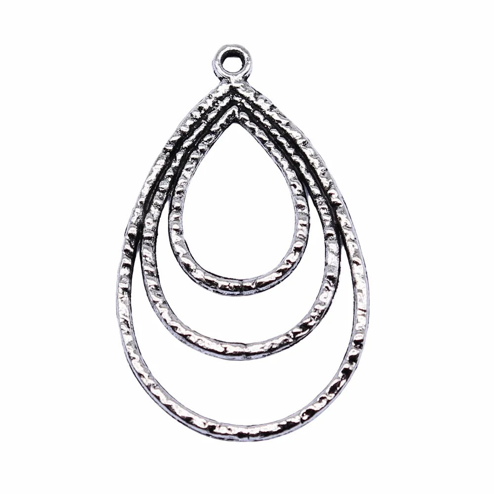 35x22mm 1.4g Zinc Alloy Triple Waterdrop Teardrop Earring Connector Charms for DIY Earrings Jewelry Making