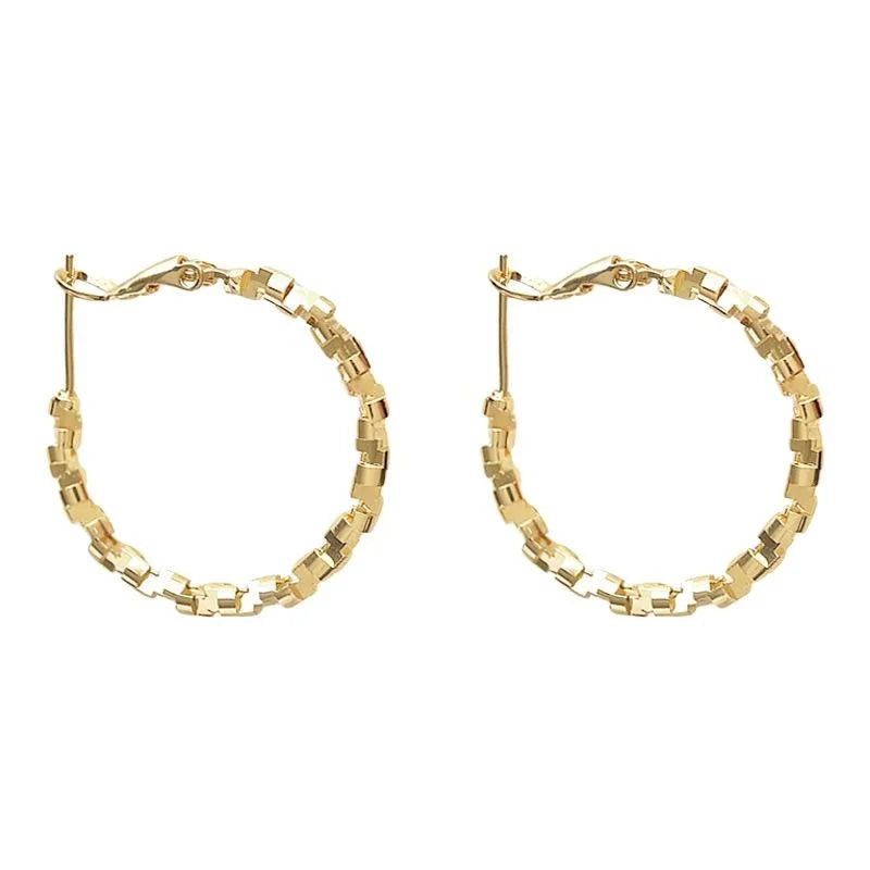 14K Gold Plated Copper Geometric Hoop Earrings, Minimalist Statement Jewelry