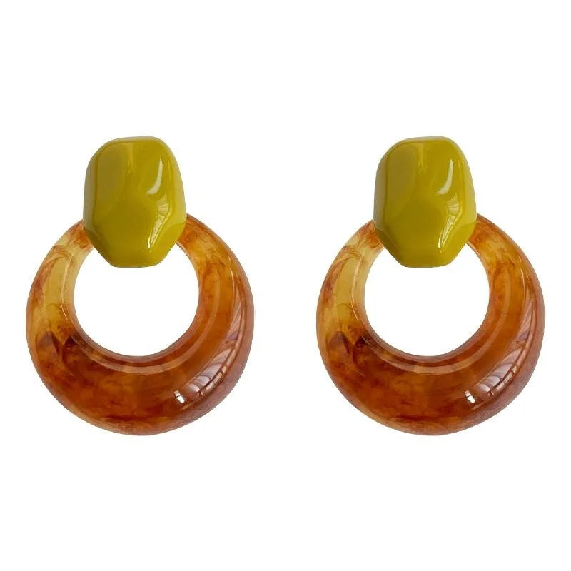 Original Design Contrast Color Acrylic Amber Round Geometric Drop Earrings