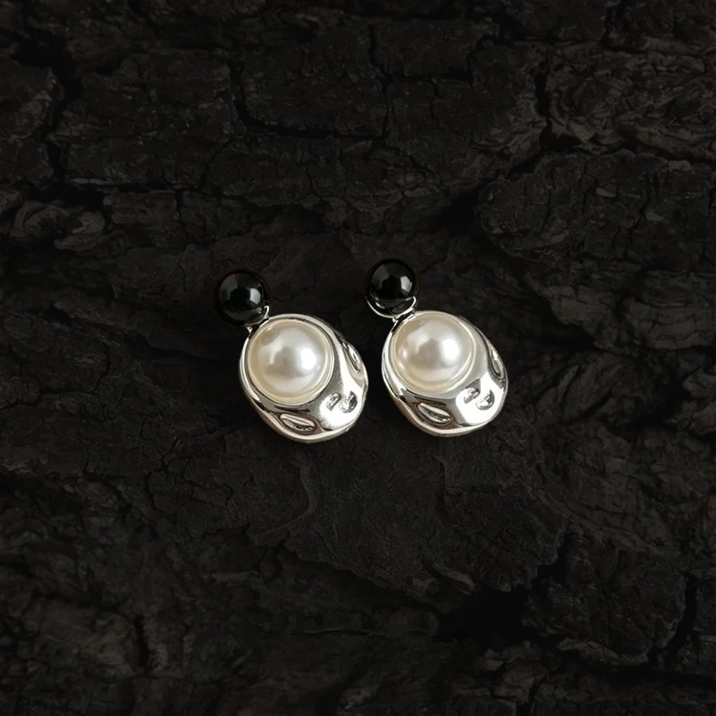 Silver Plated Copper Irregular Liquid Metal Drop Earrings For Women Geometric Designer Style