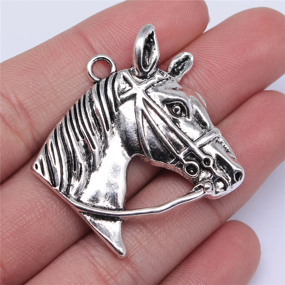 37x36mm 10.7g Multicolor Zinc Alloy Horse Head Charm Pendant for DIY Necklace Bracelet Making