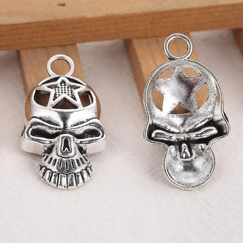 37x20MM Antique Silver Zinc Alloy Skull Charm Pendant for DIY Necklace Bracelet Jewelry Making
