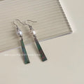 New Chinese Style Abalone Shell Pearl Tassel Drop Earrings, Silver Plated Copper Geometric Jewelry