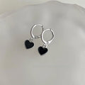 Sweet Cool Black Enamel Heart Copper Drop Earrings Minimalist Versatile Daily Jewelry
