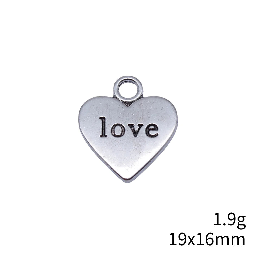 19x16mm 1.9g Multicolor Zinc Alloy Double Sided LOVE Heart Charm Pendant for DIY Jewelry Making