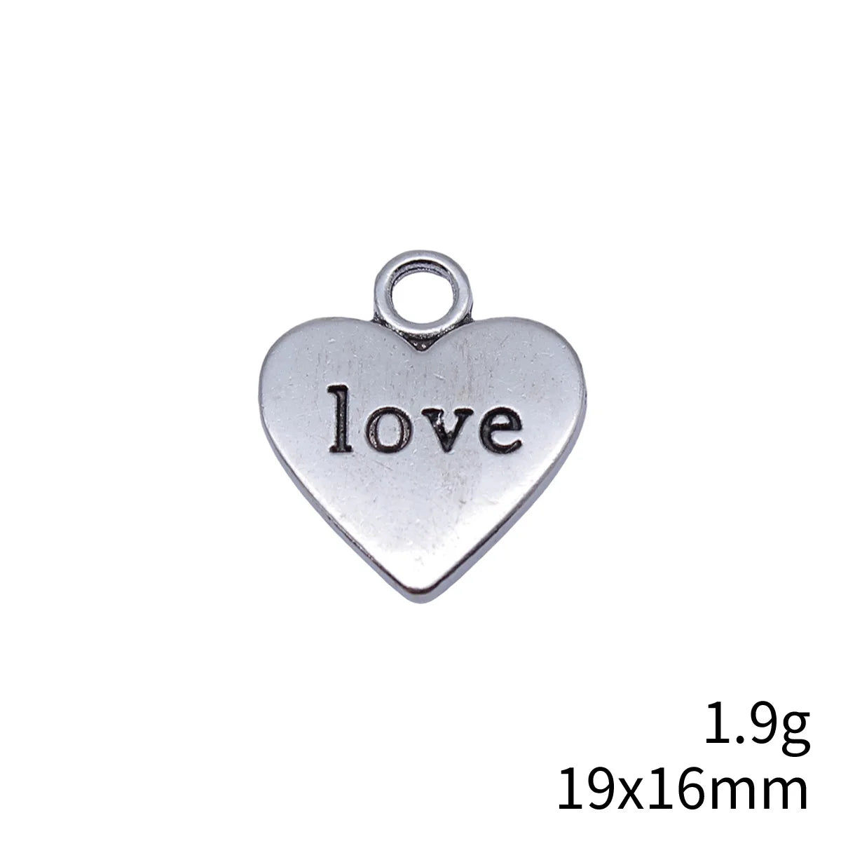19x16mm 1.9g Multicolor Zinc Alloy Double Sided LOVE Heart Charm Pendant for DIY Jewelry Making