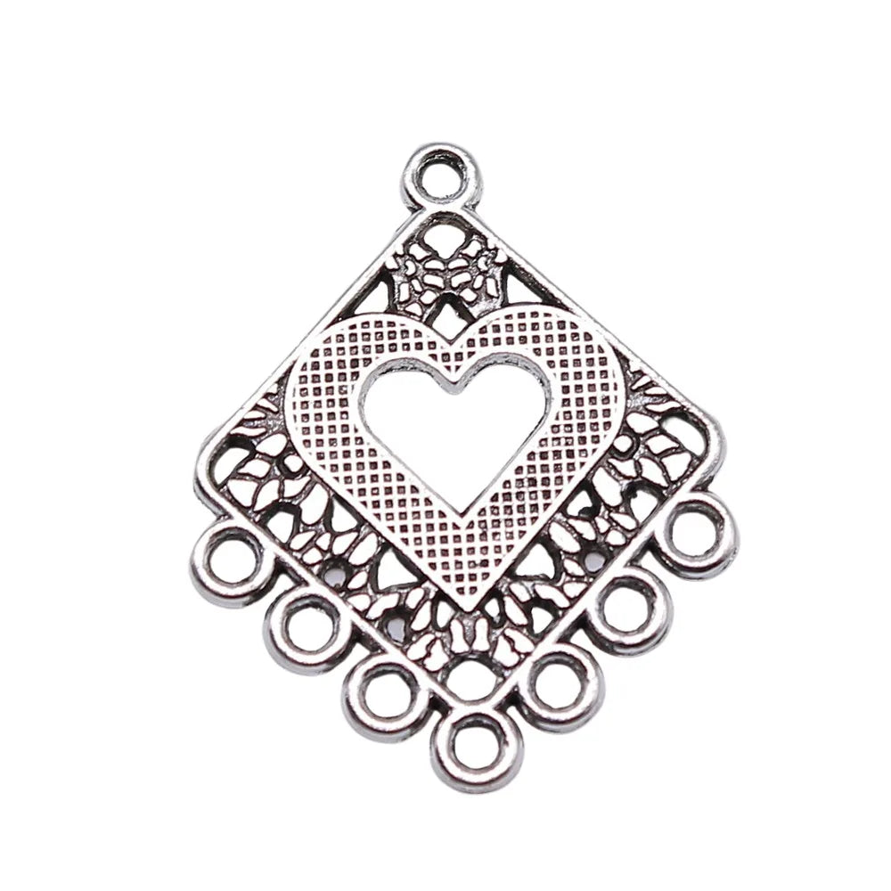 30x24mm 1.7g Multicolor Zinc Alloy Diamond Earring Connector Charms for DIY Earring Jewelry Making