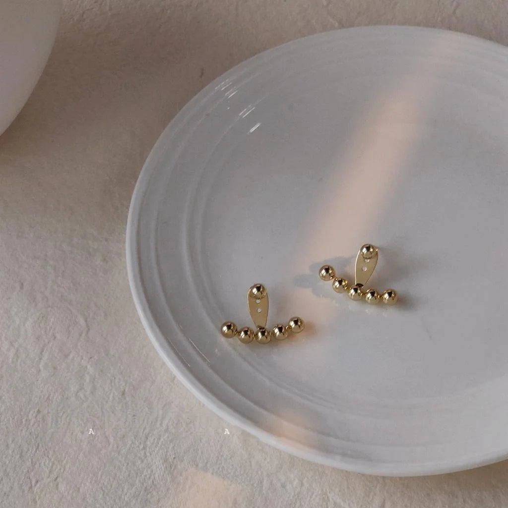 14K Gold Plated Copper Smile Drop Earrings For Women Geometric Round Back Hanging OL Jewelry