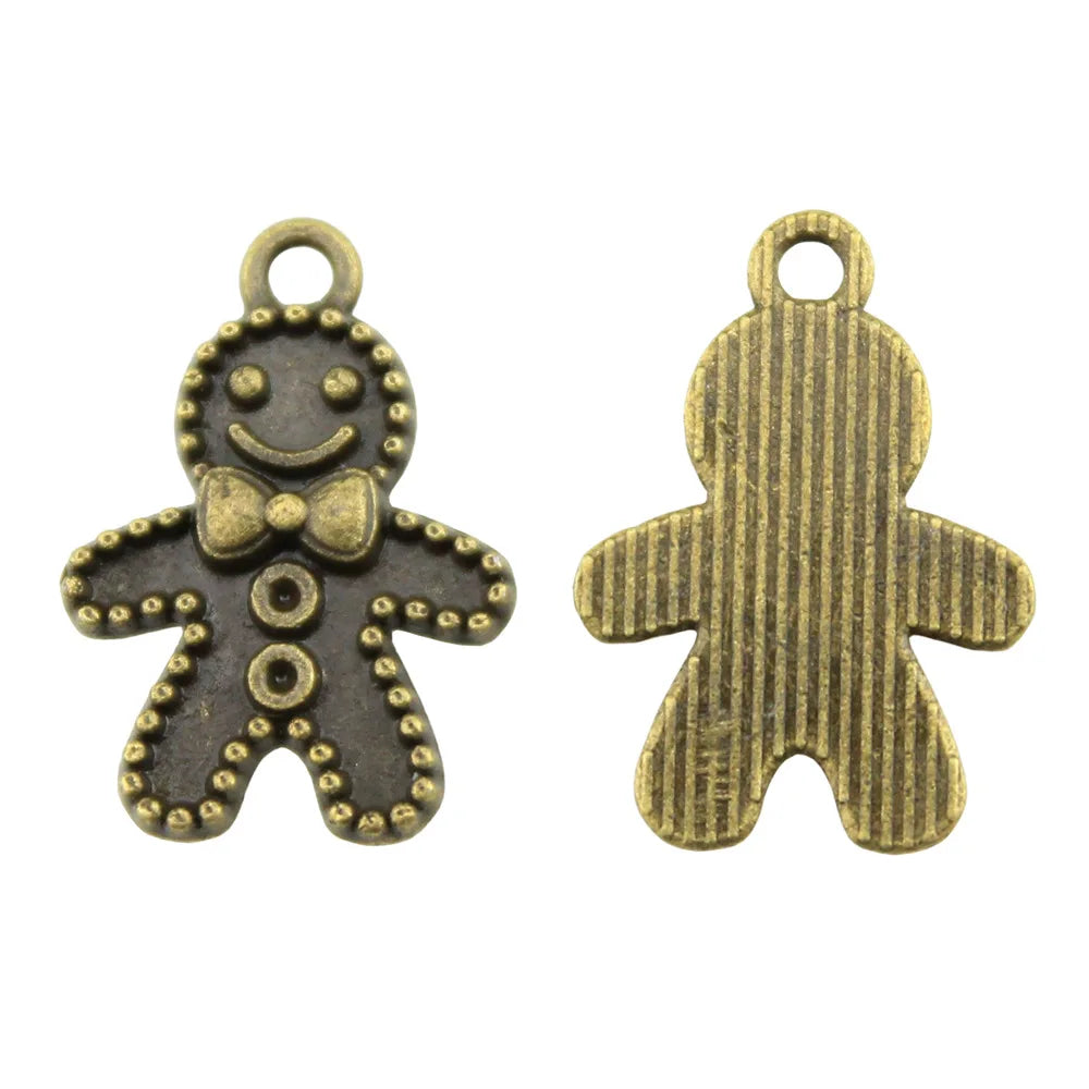 18x12mm 0.9g Multicolor Zinc Alloy Gingerbread Man Charm Pendant for DIY Jewelry Making