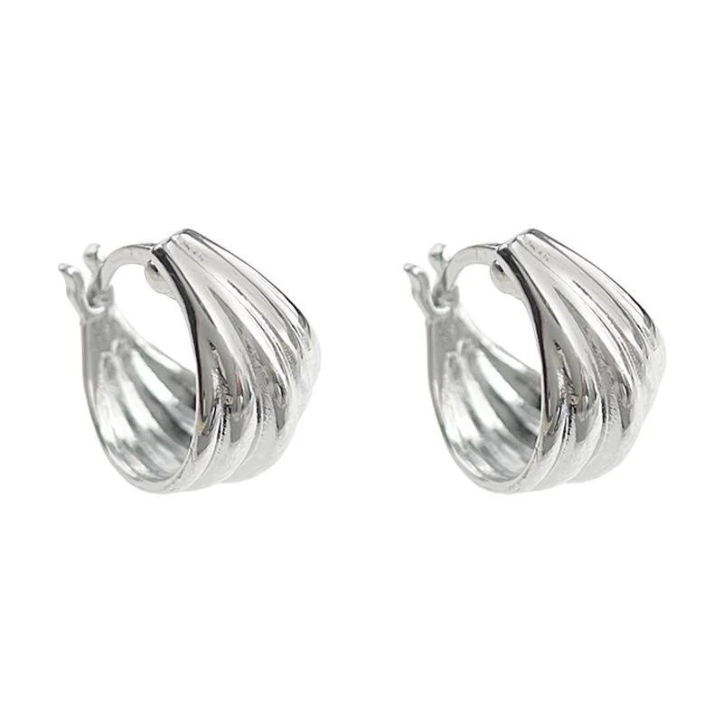 French Vintage Geometric Copper Hoop Earrings Textured Wrinkle Metal Minimalist Round Jewelry