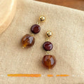 Vintage Maillard Copper Resin Irregular Geometric Tassel Drop Earrings With 14K Plated