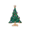 Elegant Green Enamel Christmas Tree Brooch With Rhinestone Star, Alloy Holiday Lapel Pin Gift