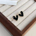 14K Plated Copper Heart Stud Earrings, Minimalist Vintage Light Luxury Enamel Jewelry