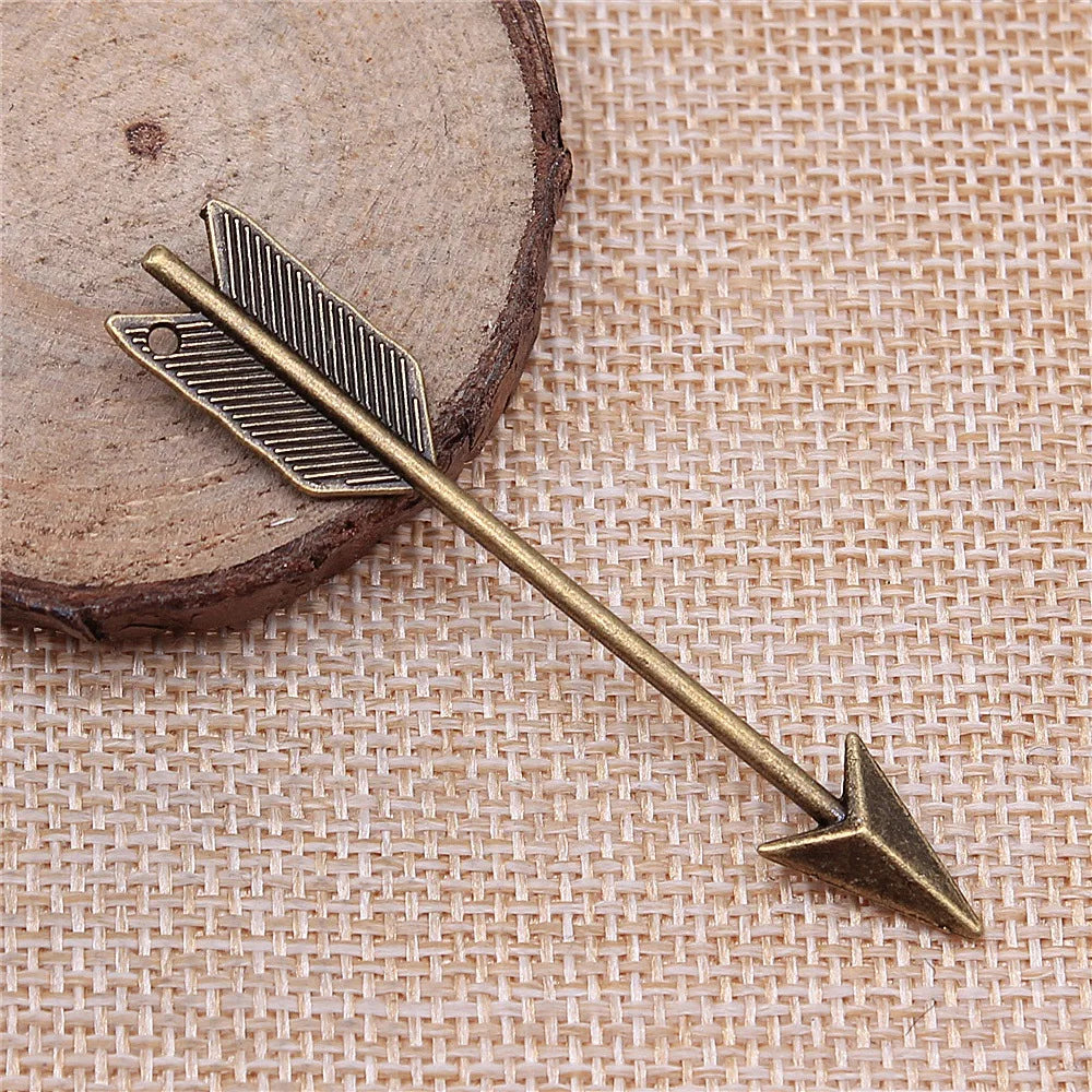 64x11mm 2.6g Multicolor Zinc Alloy Bow and Arrow Charm Pendant for DIY Bracelet Necklace Making