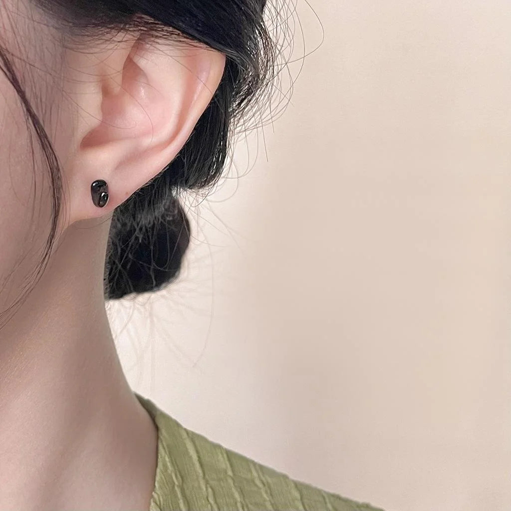 Designer Asymmetric Rose And Thorn Copper Resin Stud Earrings, Sweet Cool Floral Niche Jewelry