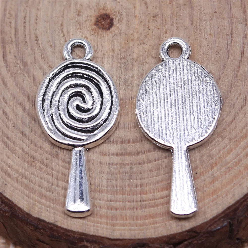 24x11mm 1.2g Antique Silver Zinc Alloy Lollipop Charm Pendant for DIY Necklace Bracelet Making