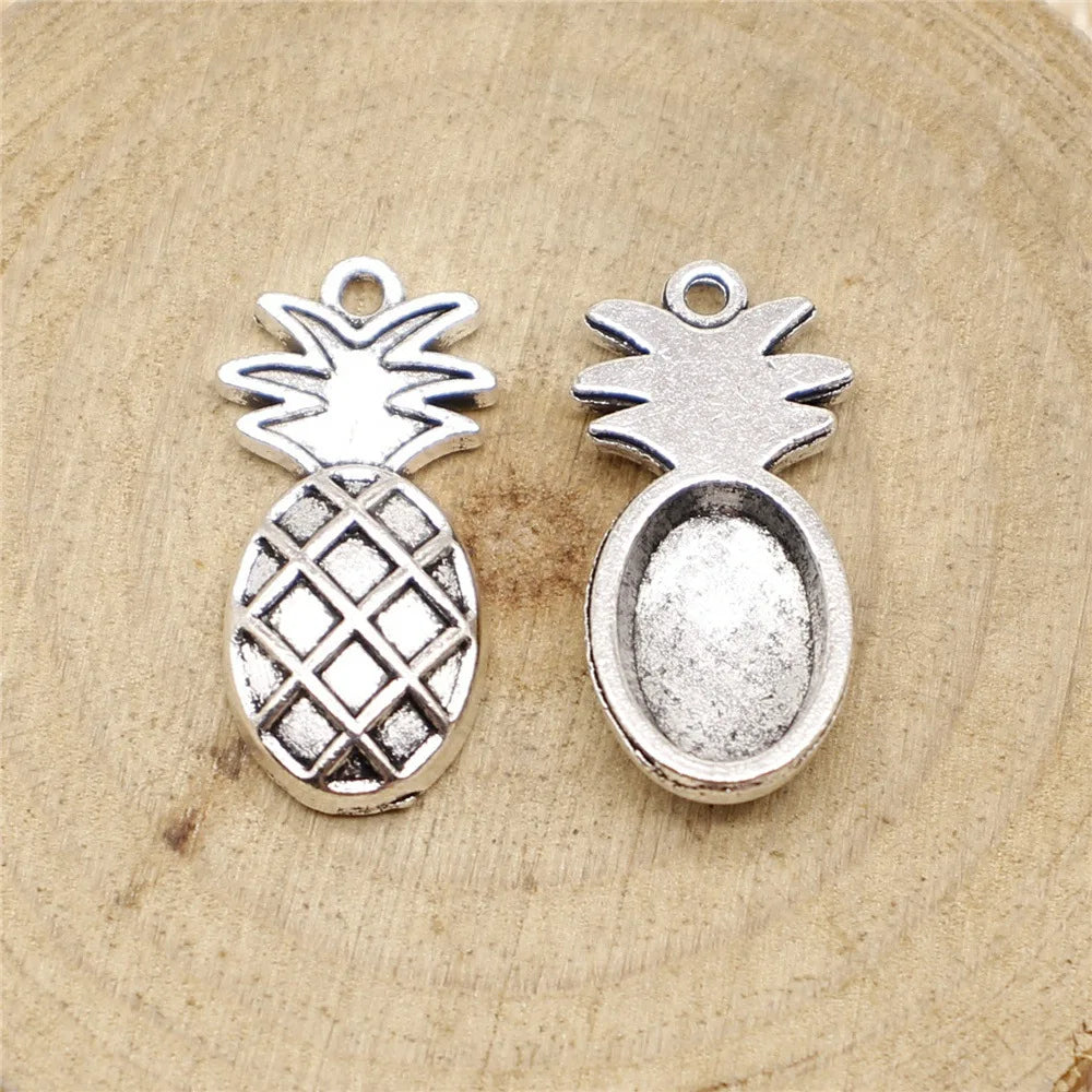 24x12mm 2.1g Multicolor Zinc Alloy Pineapple Charm Pendant for Fruit Theme Bracelet Necklace DIY