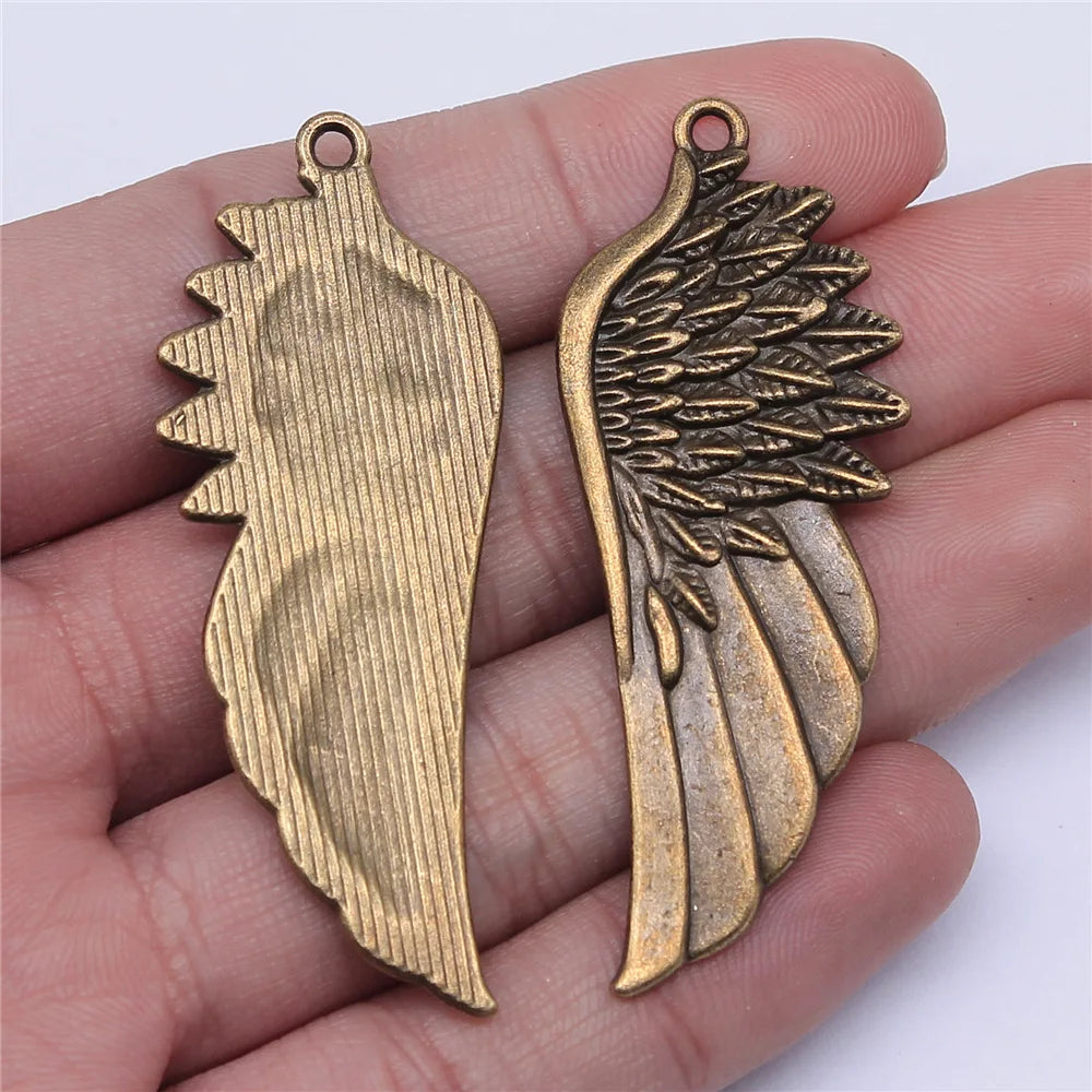 22x58mm 5.7g Multicolor Zinc Alloy Large Wing Charm Pendant for DIY Necklace Earrings Jewelry