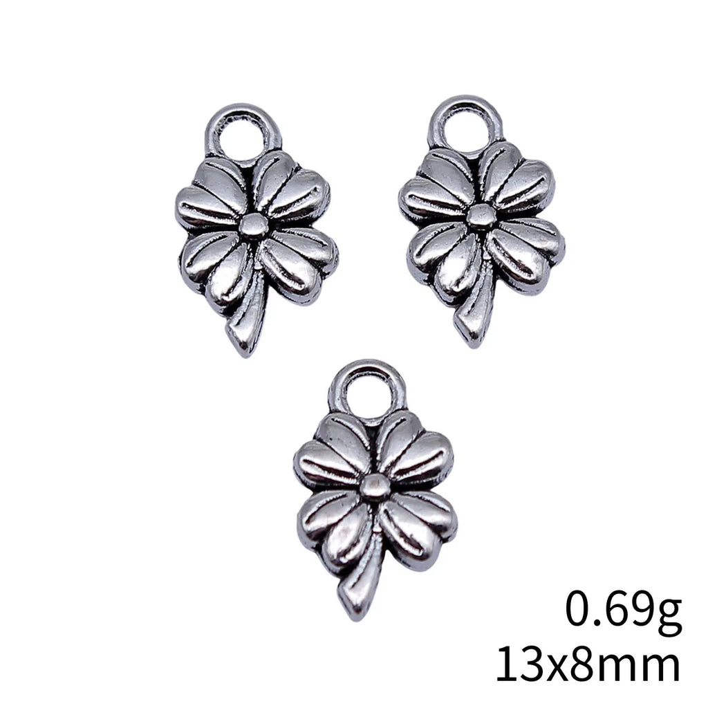 13x8mm 0.69g Multicolor Zinc Alloy Four Leaf Clover Charm Pendant for DIY Bracelet Necklace Jewelry