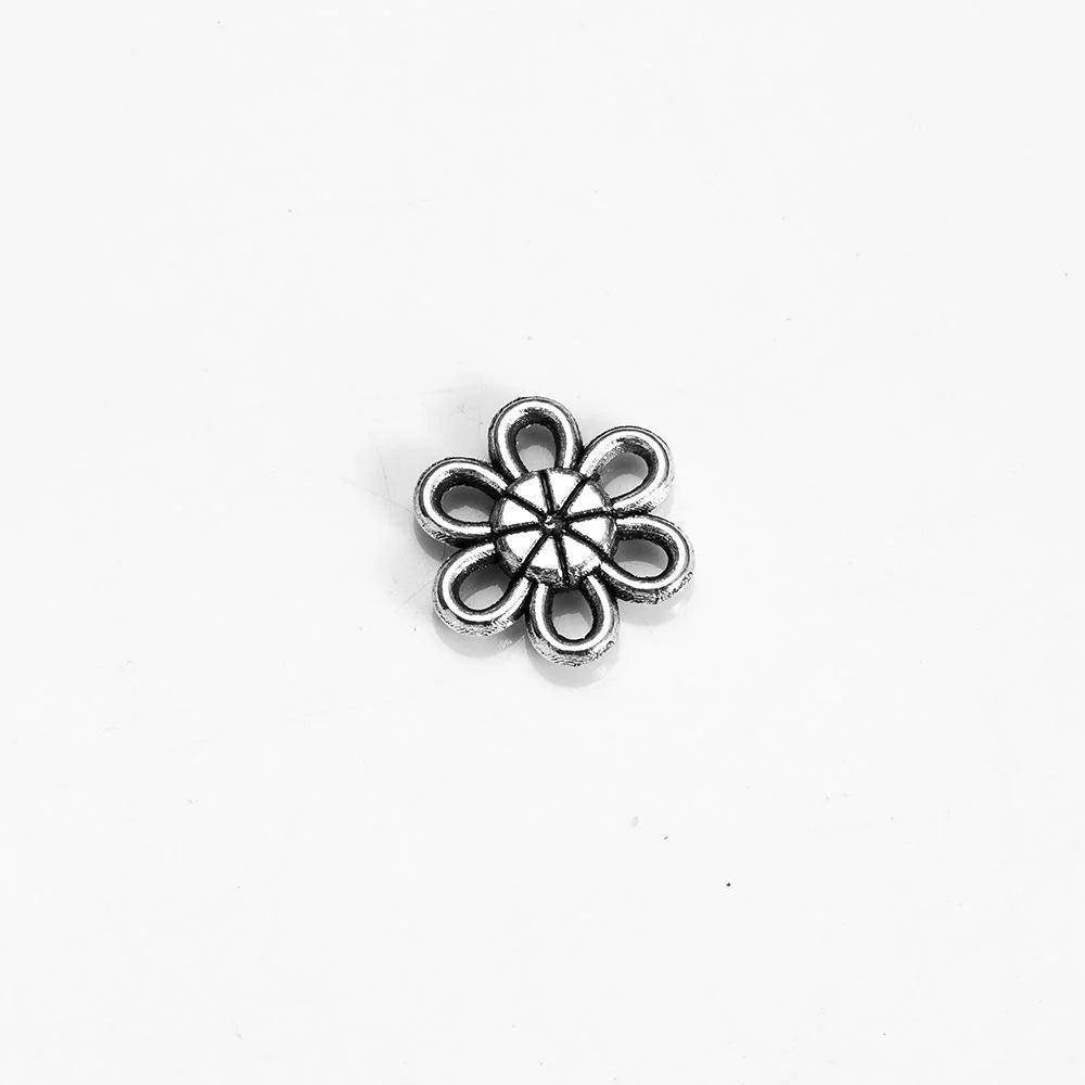 11MM Antique Silver Zinc Alloy Flower Hollow Double Sided Charm Pendant for DIY Necklace Bracelet Jewelry Making