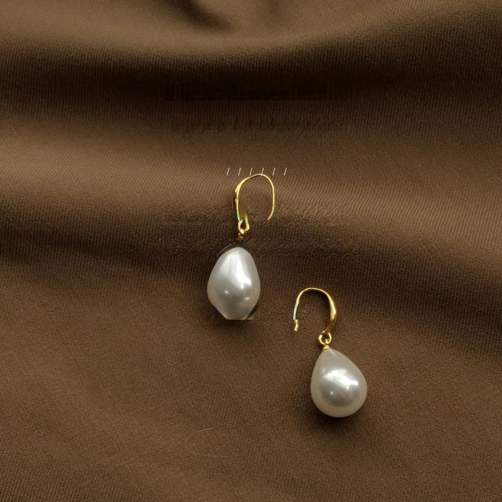 Sweet Korean Japanese Style Pearl Teardrop Drop Earrings High Gloss Resin Minimalist Jewelry