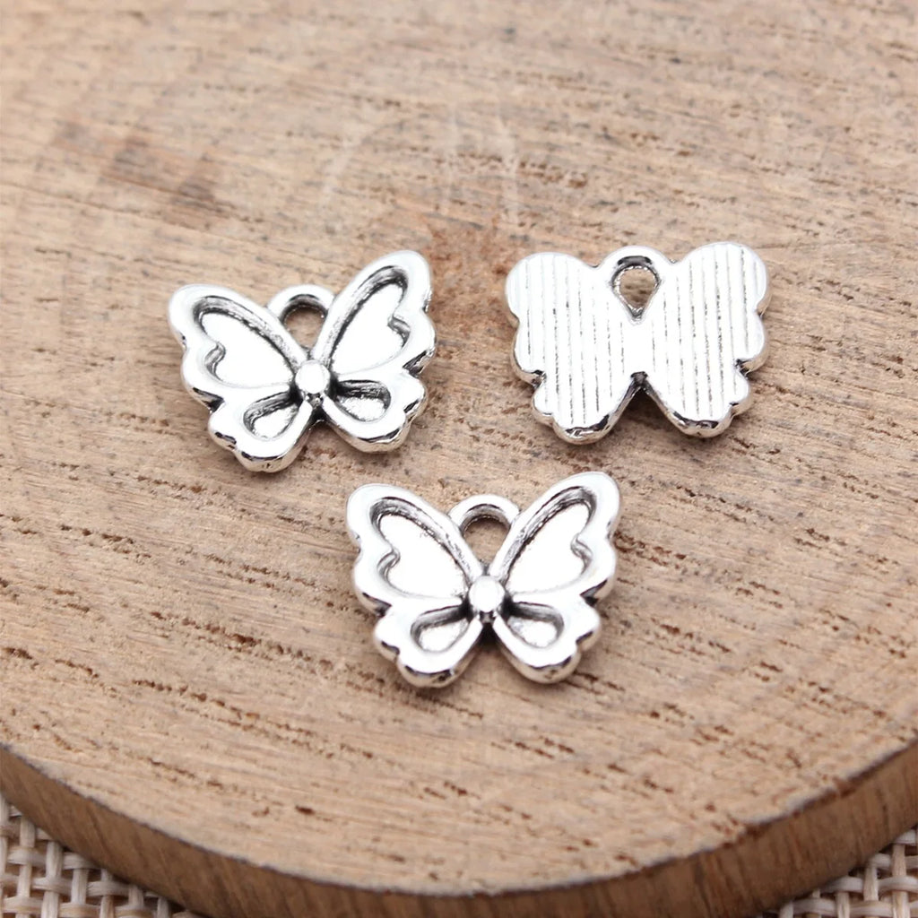 13x10mm 0.71g Antique Silver Zinc Alloy Butterfly Charm Pendant for Necklace Bracelet DIY Jewelry