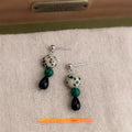 Vintage Natural Stone Geometric Round Line Handmade Drop Earrings For