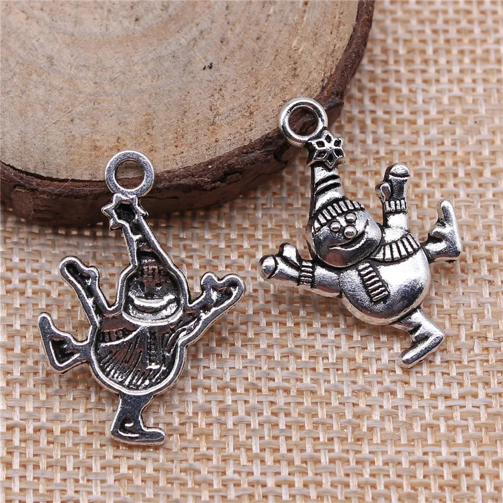 29x20mm 2g Multi-Color Zinc Alloy Snowman Charm Pendant for Christmas Necklace Bracelet Making